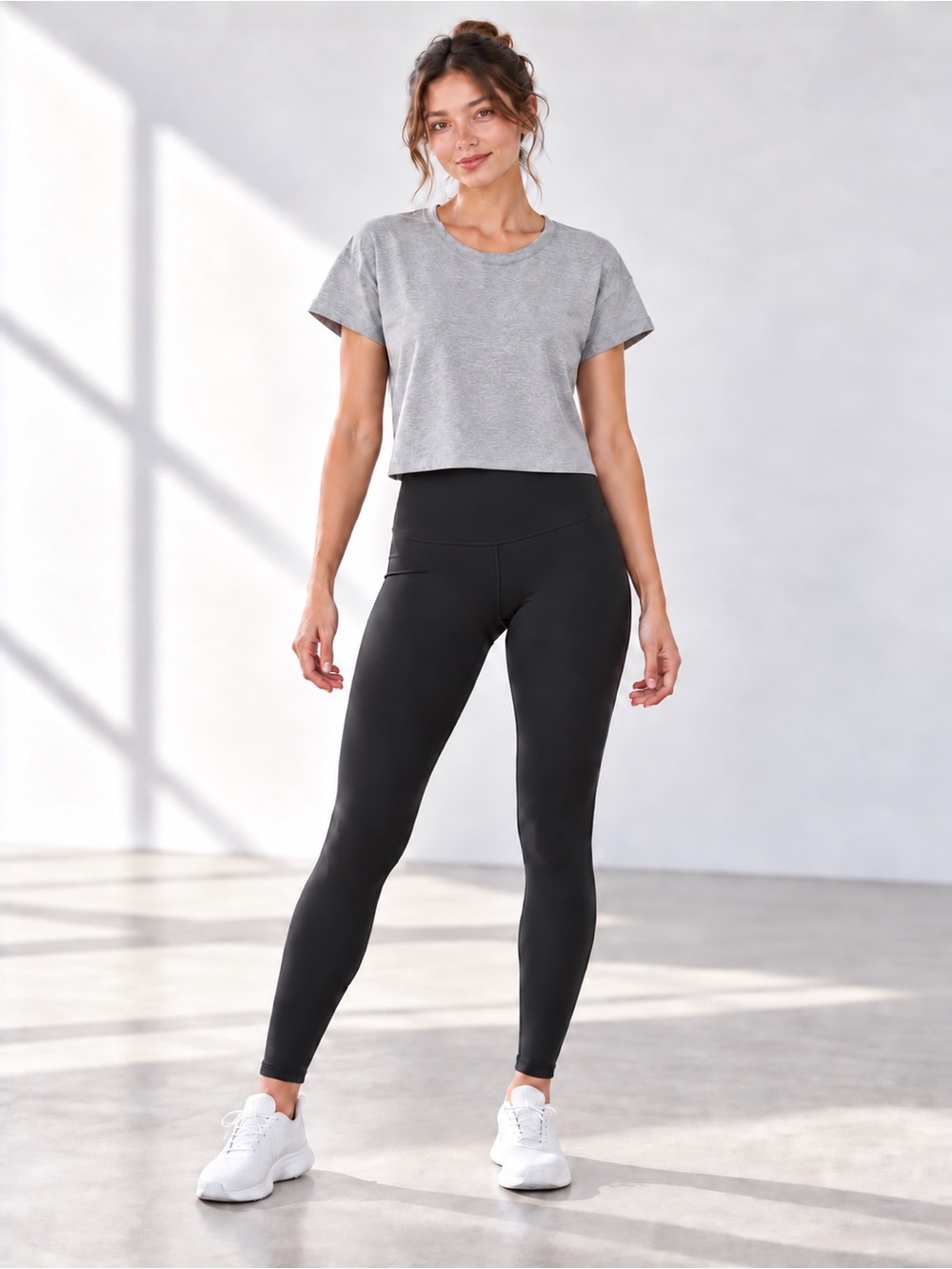 Lululemon Heathered Grey Cropped Boxy Short Sleeve Tee - Size 6